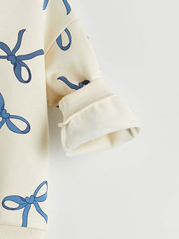 Fiyonk Bask?l? K?z ?ocuk Sweatshirt ve Tayt