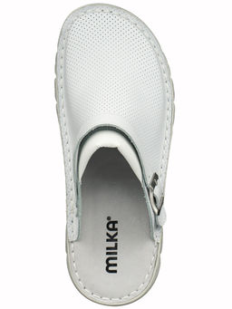 09 | Lika | Белые женские медицинские сабо натуральная кожа (перфорация) - Milka shoes&more фото 3