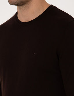 Kahverengi Regular Fit Y_n Kar___ml_ Fermuarl_ Polo Yaka Basic Triko Kazak - Cacharel фото 7