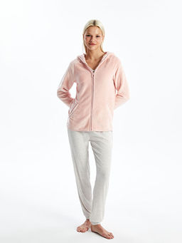 Kap??onlu D?z Uzun Kollu Kad?n Pel?? Pijama ?st