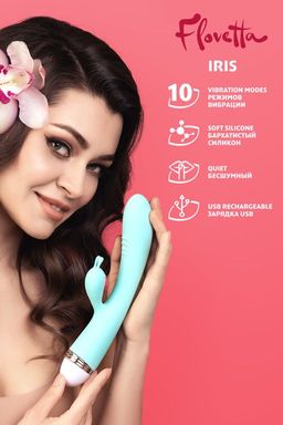 Вибратор с клиторальным стимулятором Flovetta by Toyfa Iris, силикон, голубой, 22 см  фото 9
