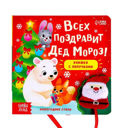 Книжка с липучками Всех поздравит Дед Мороз!, 12 стр.