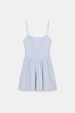VESTIDO COSETERO VOLUMEN CUADRO VICHY / Azul / Blanco - Zara фото 6