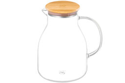 Кувшин 1,5 л 17,5*13,5*19,3 см "Crystal glass"+ бамбук.крышк имеющая мет.дно и силик.проклад,стекло