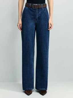 Джинсы широкие с высокой посадкой с ремнём ZR2604092331-103 / Zarina