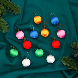 Цена за 3 шт. Ёлочные игрушки Текстильный глянец, шары новогодние, набор 12 шт., d=3 см, МИКС