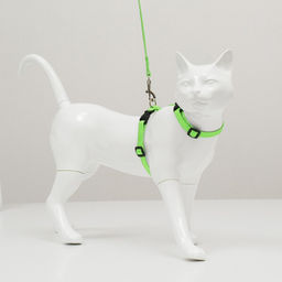 Комплект для кошек, ширина 1 см, ОШ 16,5-27 см, ОГ 21-35 см, поводок 120 см, зелёный - Пижон фото 4