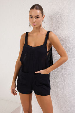 Siyah Muslin Cep Detayl? Plaj Tulum TBESS25TU00000