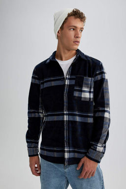 Флисовая рубашка обычного кроя с длинным рукавом в клетку - Defacto фото 3