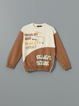 Bisiklet Yaka Bask?l? K?z ?ocuk Sweatshirt