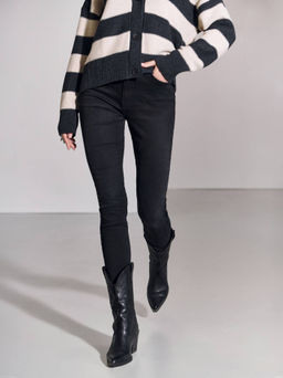 CONTE CON-671 Черные джинсы skinny с эффектом потертости и необработанным краем black - Conte elegant фото 3