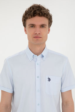 U. S. Polo Assn / Мужская голубая рубашка с коротким рукавом - U.s. polo assn фото 16