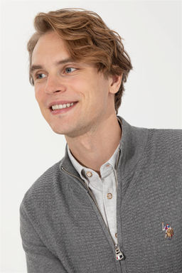 U. S. Polo Assn Мужской серый меланжевый базовый трикотажный кардиган - U.s. polo assn фото 8