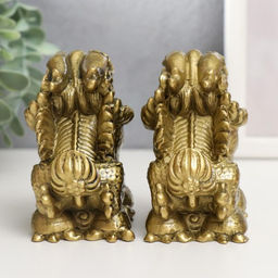 Нэцкэ фигурка «ПиЯО», полистоун, под бронзу, набор 2 шт., 9×5.3×8.5 см