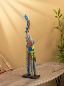 Сувенир «Слон пёстрый», на подставке, 9×16×60 см, дерево