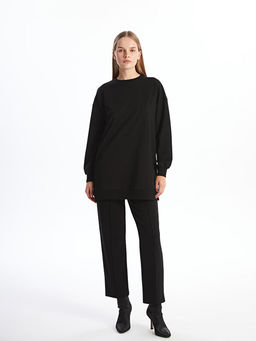 Bisiklet Yaka Parlak Ta?l? Kad?n Sweatshirt Tunik