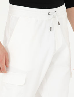 Beyaz Jogger Fit Kargo Cepli E_ofman Alt_