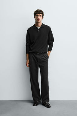 COTTON-LYOCELL PLEATED TROUSERS