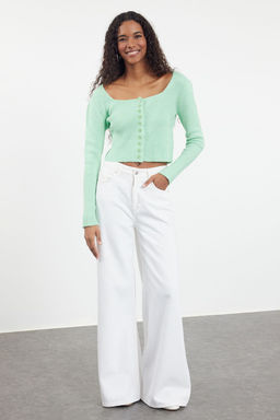 TRENDYOLMILLA Ekru Crop Kare Yaka Triko H?rka TWOAW25HI00178 фото 2