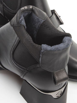 01-J4B-9A BLACK Ботинки "Челси" демисезонные женские (натуральная кожа, байка)