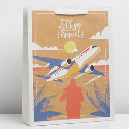 Пакет крафтовый вертикальный Let's go travel, L 31 х 40 х 11.5 см