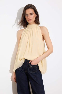 Limited Edition Pudra Yakas? Baglama Detayl? Ucus Ucus Astarl? Sifon Dokuma Bluz TWOSS26BZ00328