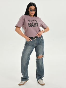 Футболка "Девяносто" пудра женская