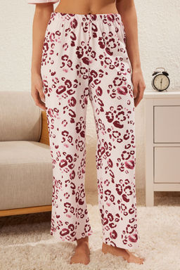Trendyolmilla Pudra %100 Pamuklu Leopar Desenli Orme Pijama Tak?m? THMSS25PT00181