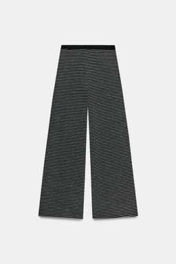 PANTAL?N BOUCL? RAYAS / Negro / Crudo - Zara фото 7