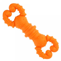 Игрушка для собаки "Рак" 12х4,5х2,5см, полипропилен, фактурная, цвета микс (темно-розовый, синий, зеленый, ярко-оранжевый), "Пэт тойс (Pet toys)" (Китай)