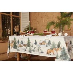 Скатерть новогодняя «Этель» Forest animals, скатерть 150×220 ±3 см с ГМВО, 100% хлопок, саржа 190 г/м²