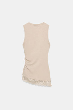 TOP DRAPEADO ENCAJE / Cuerda oscuro - Zara фото 6