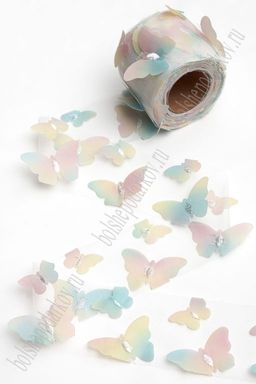 Фатин Бабочки 5,5 см*15 ярд (SF-6045) радужный №3