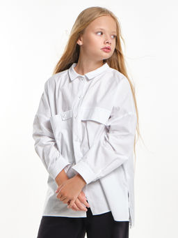 Рубашка для девочки подросткам школьная форма оверсайз UD 7953 белый - Mini maxi фото 8