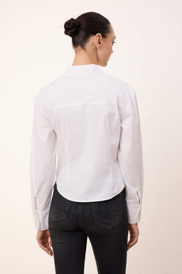 Trendyolmilla Wardrobe Essentials  Beyaz Cep Detayl? Vucuda Oturan Gomlek | TWOSS26GO00019  фото 5