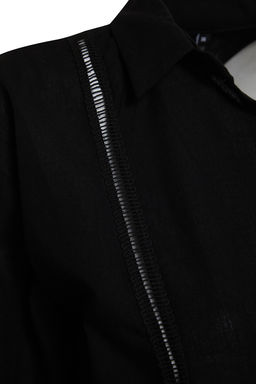 Siyah Dokuma Serit Aksesuarl? %100 Pamuklu Plaj Gomlegi TBESS24GO00006 - Trendyolmilla фото 8