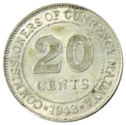 20 центов 1943 года Малайя