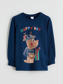 Bask?l? Erkek ?ocuk Pijama Tak?m?