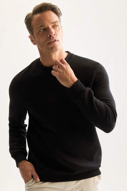 Lacivert 3 Iplik Pamuklu Sardonlu Ici Polarl? Regular Fit Bisiklet Yaka Kal?n Sweatshirt - Defacto фото 5