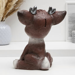 Копилка для денег Радостный олененок, гипс, коричневый, 24 см