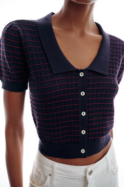 TOP PUNTO CUELLO BOBO / Azul