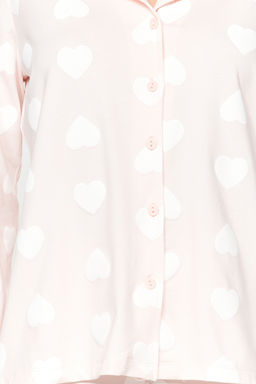 Trendyolmilla Premium Pudra %100 Pamuklu Kalpli Puf Desenli Gomlek-Pantolon Orme Pijama Tak?m? THMAW24PT00253 фото 8