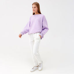 Костюм женский (свитшот, брюки) MINAKU: Casual Collection, сиреневый, размер 42