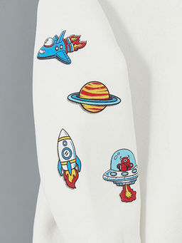 Bisiklet Yaka Bask?l? Erkek ?ocuk Sweatshirt