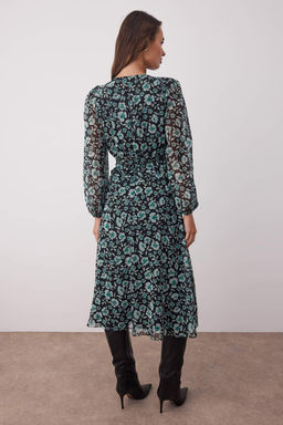 Yesil Cicekli A-Kesim Maxi Dokuma Elbise TWOAW26EL00083 - Trendyolmilla фото 4