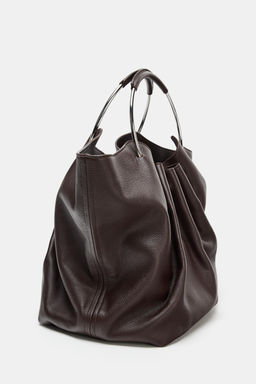 RIGID STRAP LEATHER BUCKET BAG - Zara фото 6