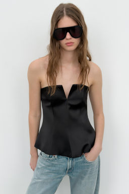 TOP BANDEAU SATINADO / Negro - Zara фото 2