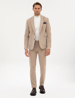 Bej Slim Fit Flanel Dokulu Kuma_ Pantolon - Pierre cardin фото 7