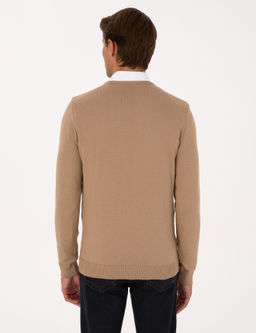 Camel Slim Fit V Yaka Basic Triko Kazak - Pierre cardin фото 5