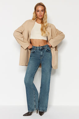 TRENDYOLMILLA Mavi Soluk Efekt Vintage Yuksek Bel Wide Leg Jeans TWOAW24JE00089  фото 16